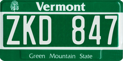 VT license plate ZKD847