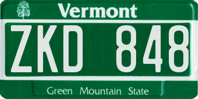 VT license plate ZKD848