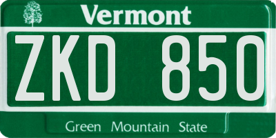VT license plate ZKD850