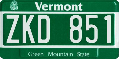 VT license plate ZKD851