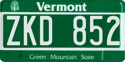 VT license plate ZKD852