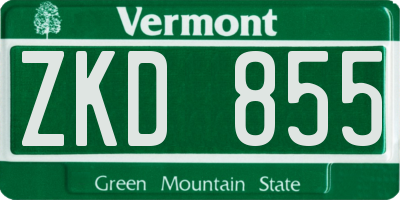 VT license plate ZKD855
