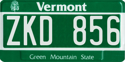 VT license plate ZKD856