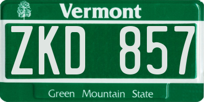 VT license plate ZKD857