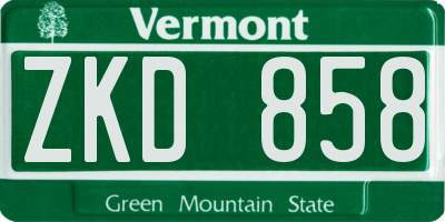 VT license plate ZKD858