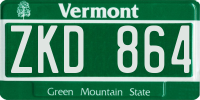 VT license plate ZKD864