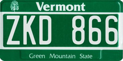 VT license plate ZKD866