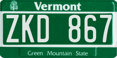 VT license plate ZKD867