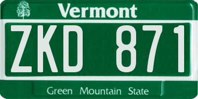 VT license plate ZKD871