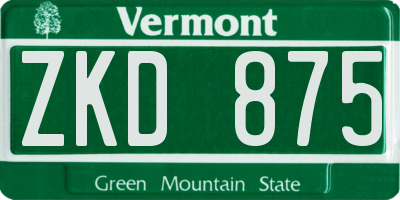VT license plate ZKD875
