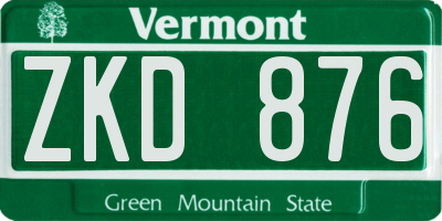 VT license plate ZKD876