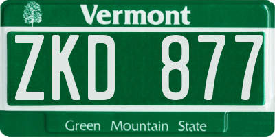 VT license plate ZKD877