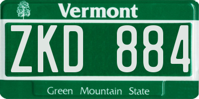 VT license plate ZKD884