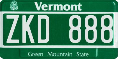 VT license plate ZKD888