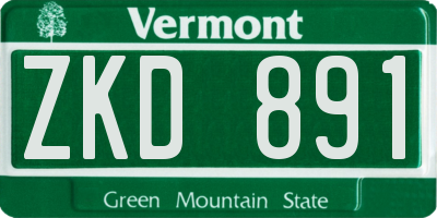 VT license plate ZKD891