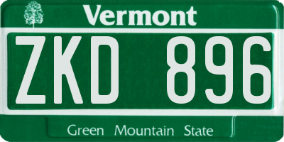 VT license plate ZKD896