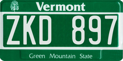 VT license plate ZKD897