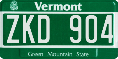 VT license plate ZKD904