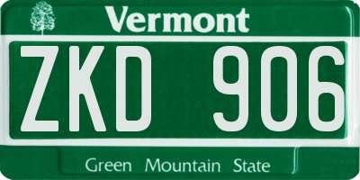 VT license plate ZKD906