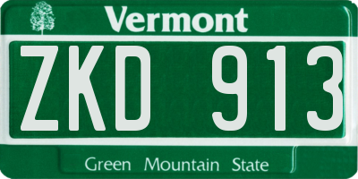 VT license plate ZKD913