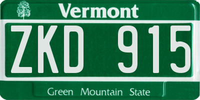 VT license plate ZKD915