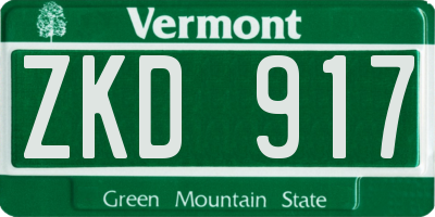 VT license plate ZKD917
