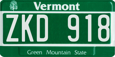 VT license plate ZKD918