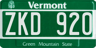 VT license plate ZKD920