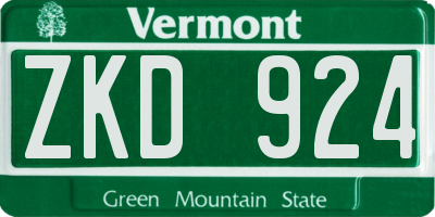 VT license plate ZKD924