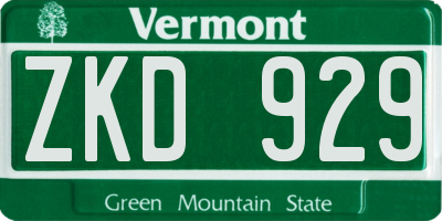 VT license plate ZKD929