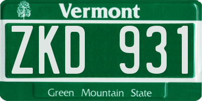 VT license plate ZKD931