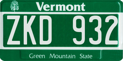VT license plate ZKD932