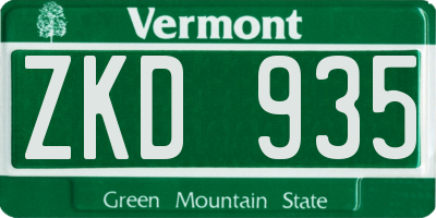 VT license plate ZKD935