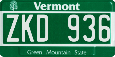 VT license plate ZKD936