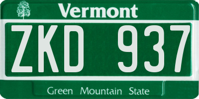 VT license plate ZKD937