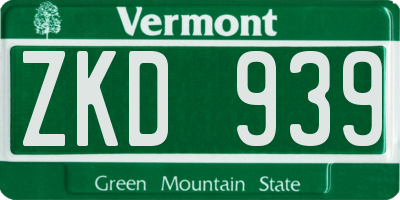 VT license plate ZKD939