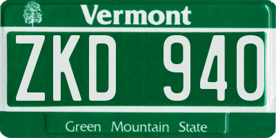 VT license plate ZKD940