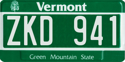 VT license plate ZKD941