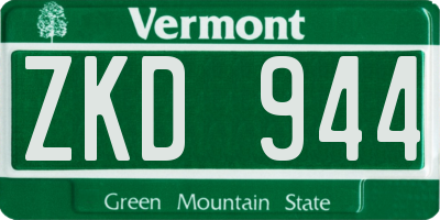 VT license plate ZKD944
