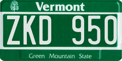 VT license plate ZKD950