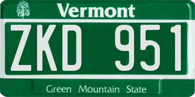 VT license plate ZKD951