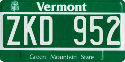 VT license plate ZKD952