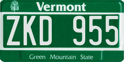 VT license plate ZKD955