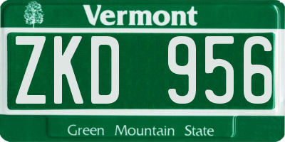 VT license plate ZKD956