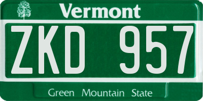 VT license plate ZKD957