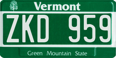 VT license plate ZKD959
