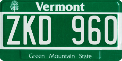 VT license plate ZKD960