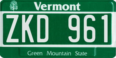 VT license plate ZKD961