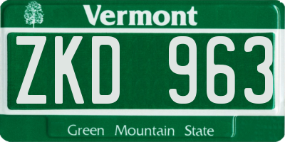 VT license plate ZKD963