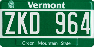 VT license plate ZKD964